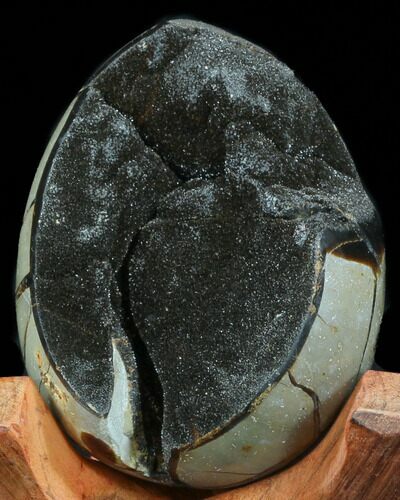 Septarian Dragon Egg Geode - Black Calcite Crystals #34706